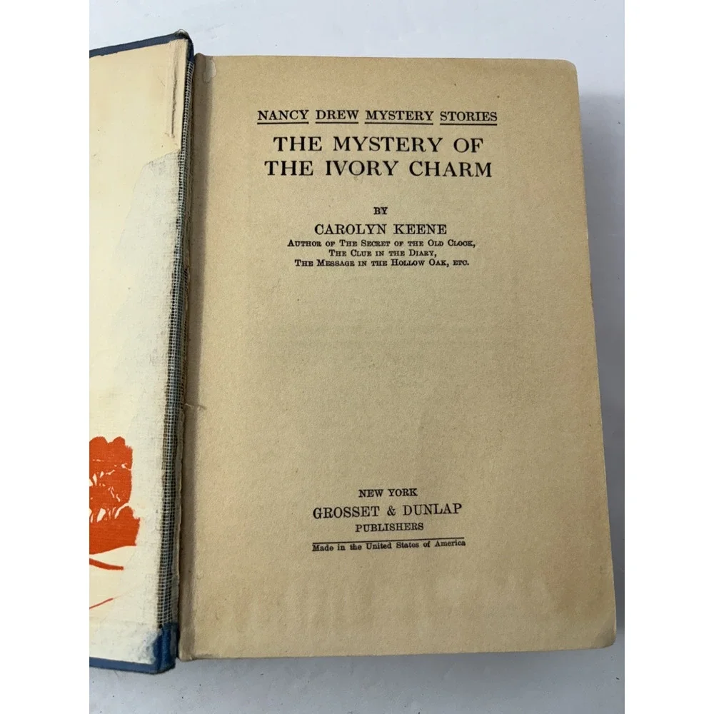 1936 Nancy Drew: The Mystery of the Ivory Charm | Carolyn Keene HC 1st Edition
